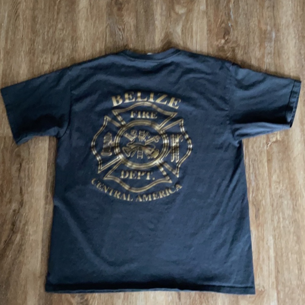 Mens Belize Fire Dept Gray T Shirt